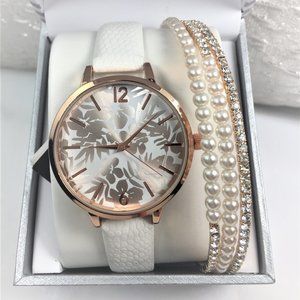 INC ROSE GOLD & WHITE WATCH BRACELET SET
